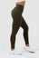 Side view girl wearing olive intrigue scrunch bum leggings