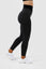 Side view girl wearing black luna scrunch bum leggings