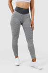 Front shot girl wearing grey luna scrunch bum leggings