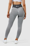 Front shot girl wearing grey luna scrunch bum leggings