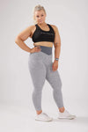 Front shot girl wearing grey luna scrunch bum leggings
