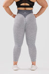 Front shot girl wearing grey luna scrunch bum leggings