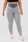 Front shot girl wearing grey luna scrunch bum leggings