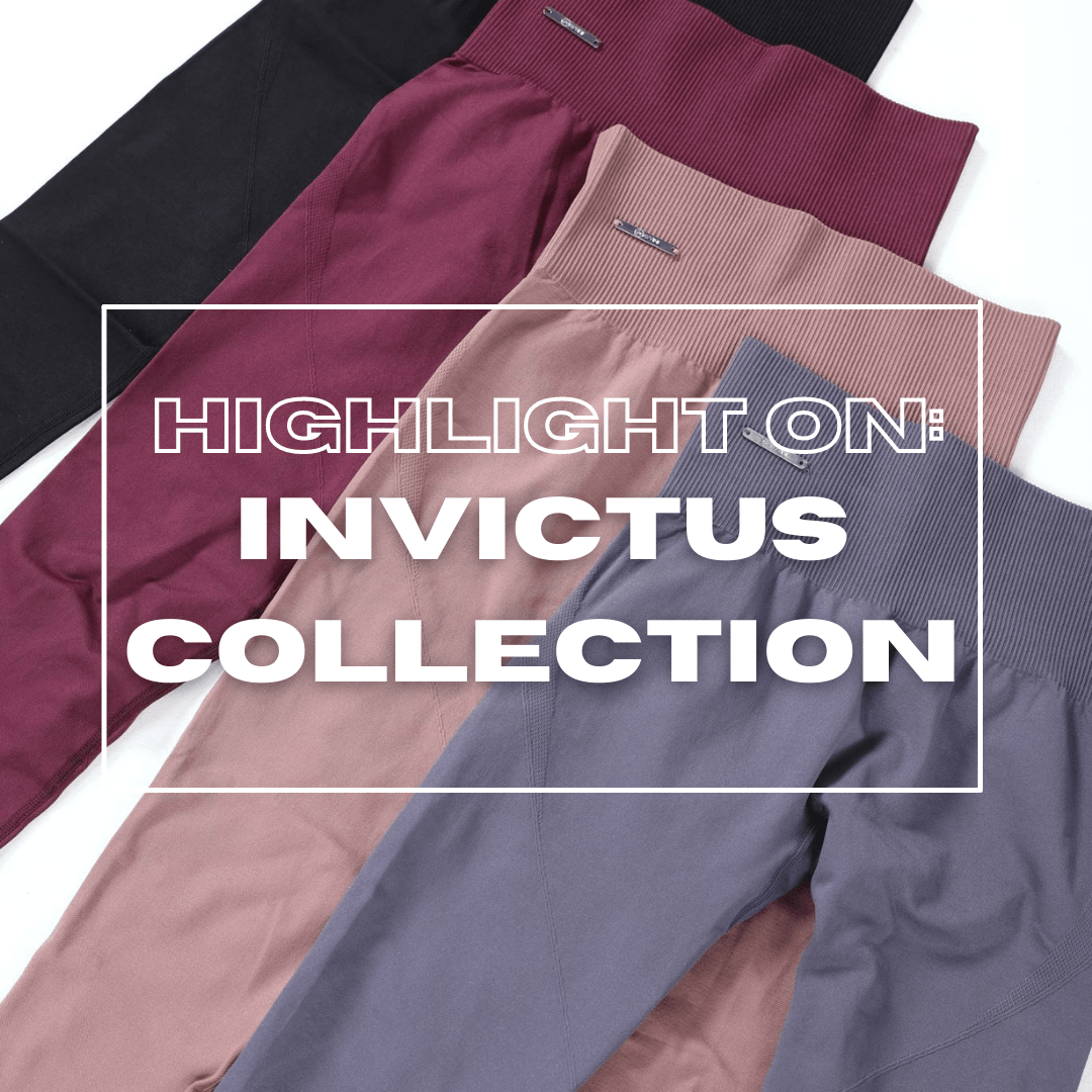 product shot of invictus seamless leggings with text that reads 'highlight on: invictus collection'