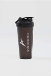 Black protein shaker bottle with white Avvini logo