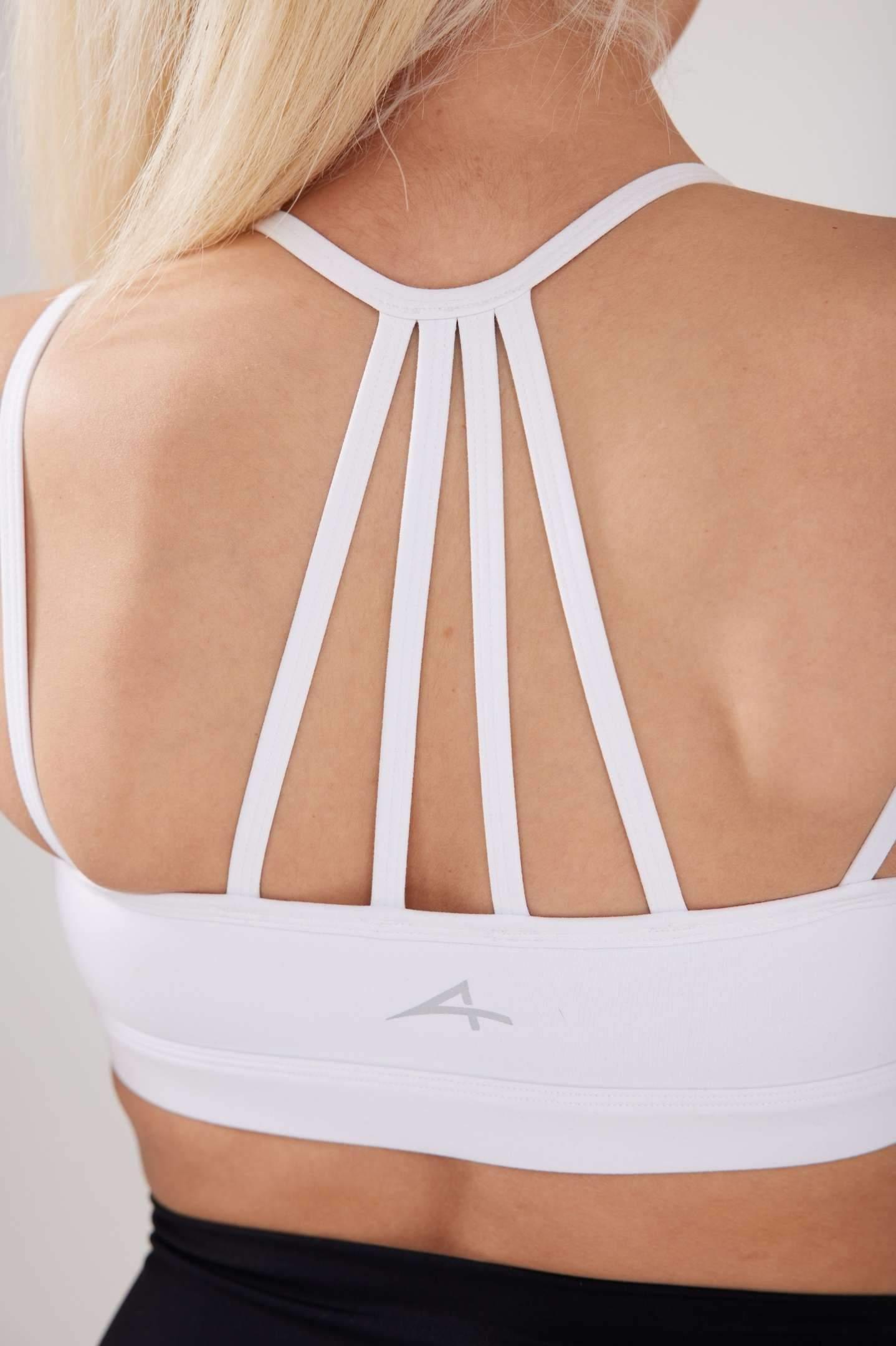 Close up back of girl wearing classic crop top in white