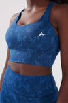Girl wearing legacy scrunch bum set blue front 