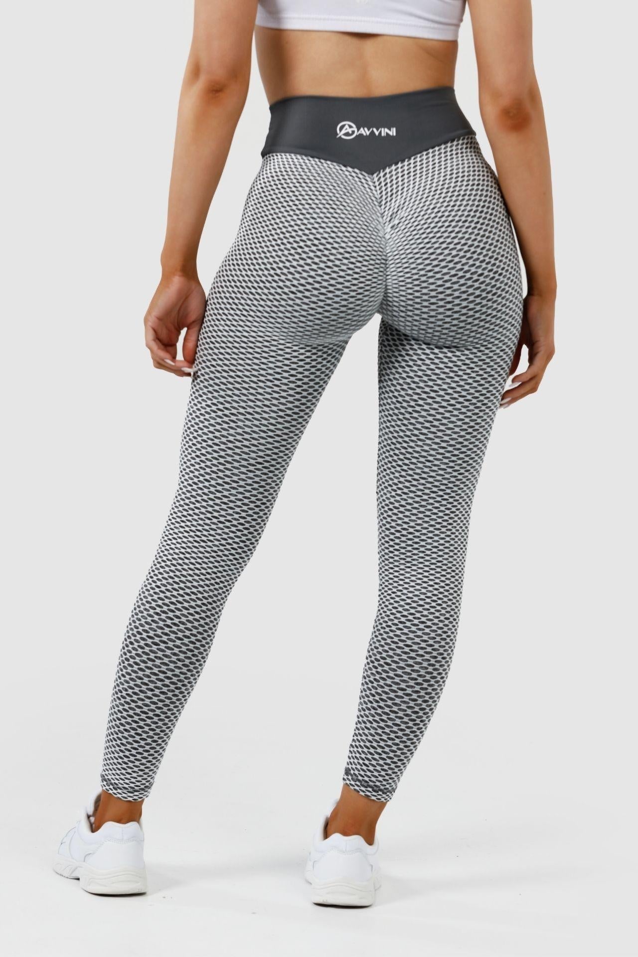 Girl wearing grey luna scrunch bum leggings back 