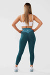 girl waring teal luna scrunch bum leggings